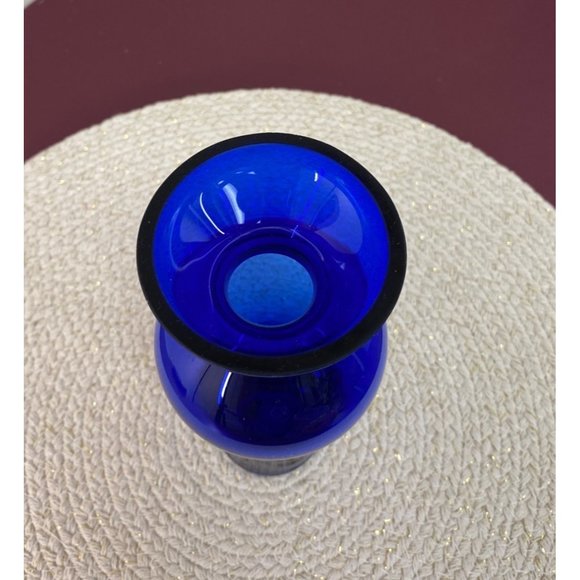 Cobalt Modern Glass Vase Artistic Shape 7” - Picture 3 of 5